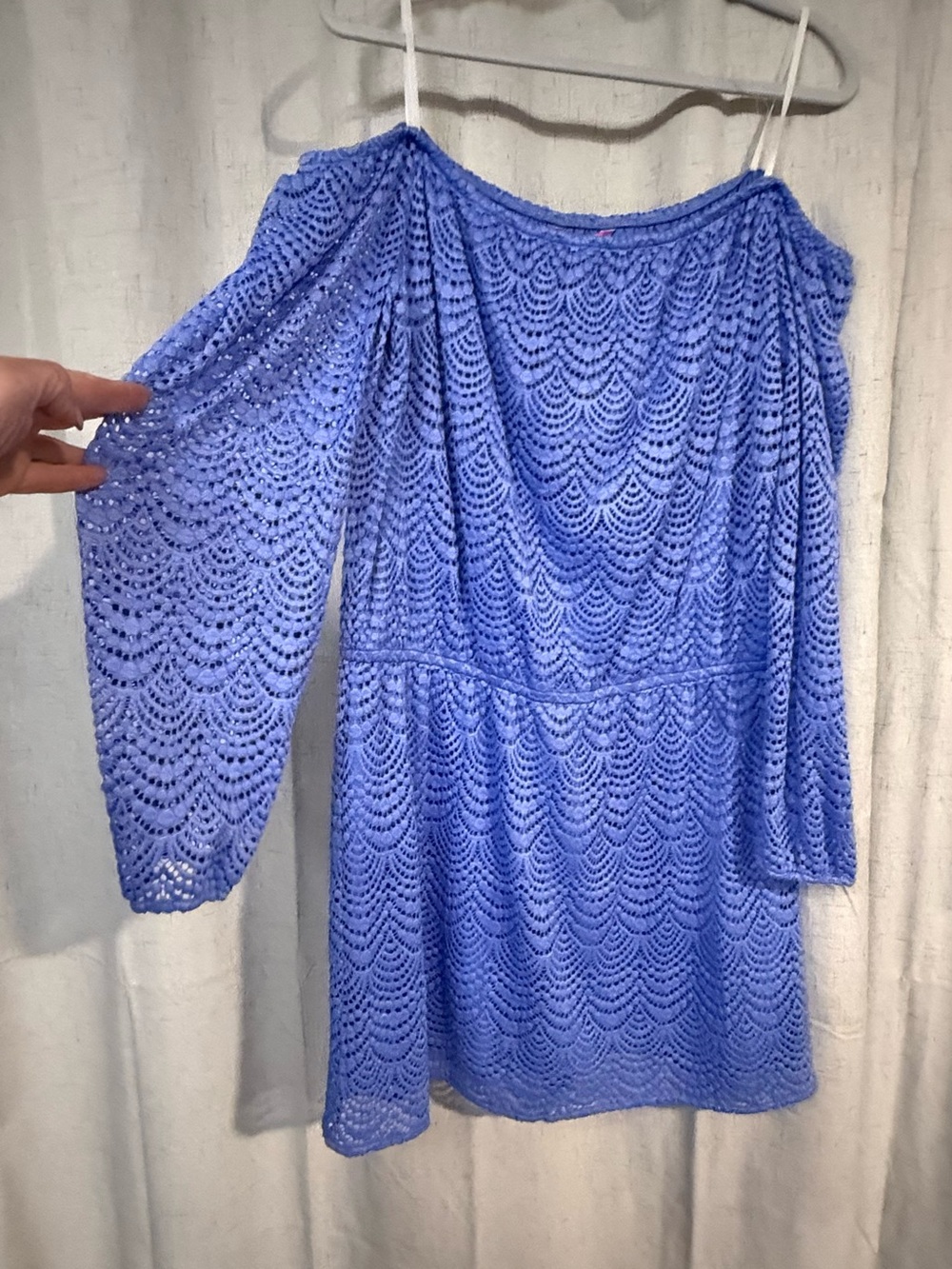 Lilly Pulitzer Periwinkle Crochet Off-Shoulder Romper